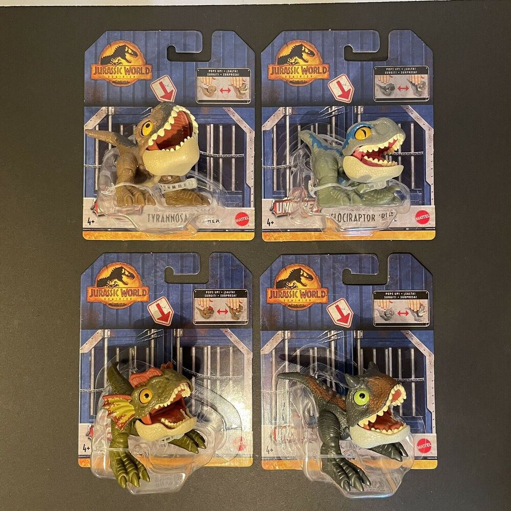 Jurassic World Dominion Uncaged Lot Of 4 Trex Dilophosaurus Blue Carnotaurus NEW
